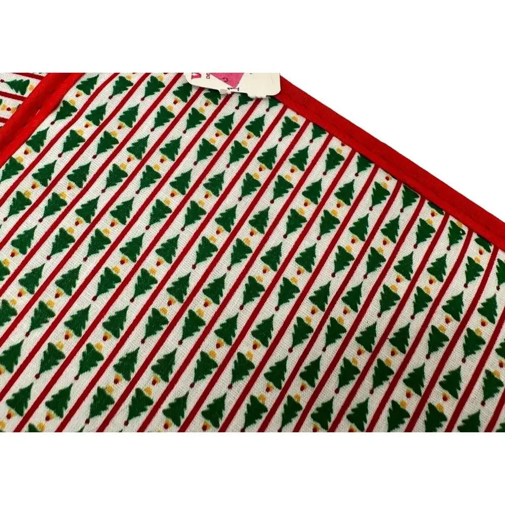 Vintage Woolworth's Christmas Potholders Set of 3 White Green Red New with Tag